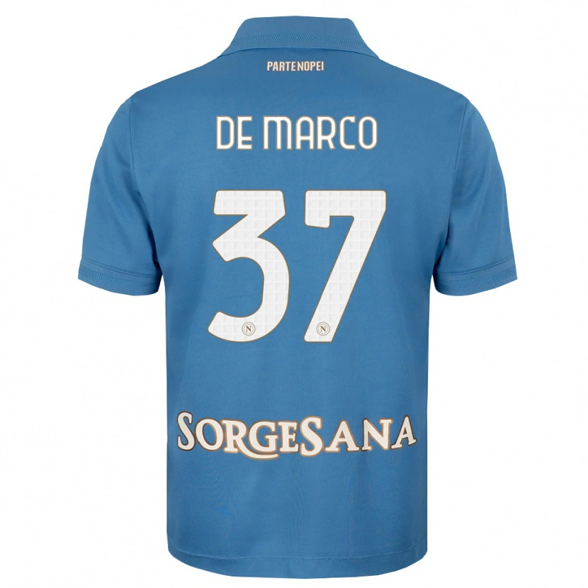 Danxen Niño Camiseta Francesco De Marco #37 Azul Neblina Blanco 1ª Equipación 2026/27 La Camisa México