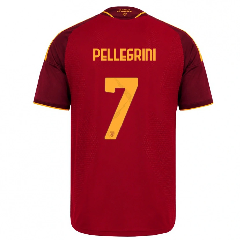Danxen Niño Camiseta Lorenzo Pellegrini #7 Rojo Dorado Amarillo 1ª Equipación 2026/27 La Camisa México