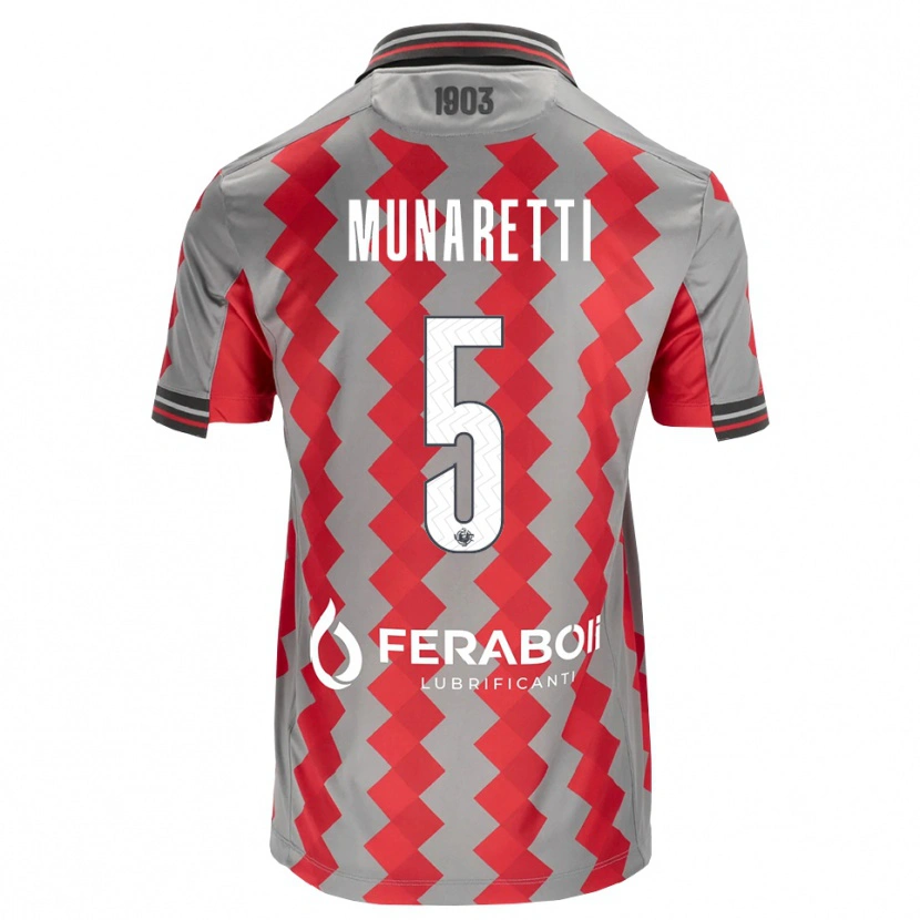 Danxen Niño Camiseta Luca Munaretti #5 Gris Rojo Blanco 1ª Equipación 2026/27 La Camisa México