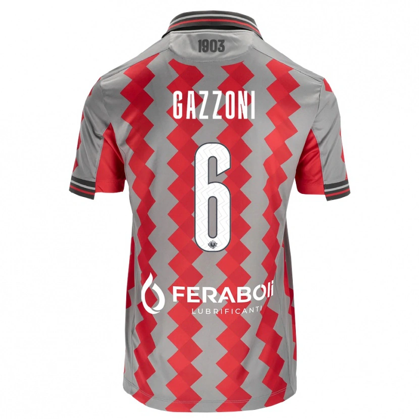 Danxen Niño Camiseta Matteo Gazzoni #6 Gris Rojo Blanco 1ª Equipación 2026/27 La Camisa México