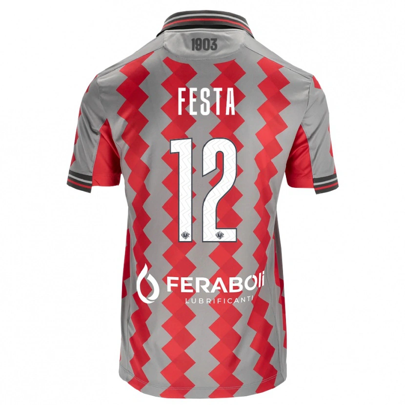 Danxen Niño Camiseta Marco Festa #12 Gris Rojo Blanco 1ª Equipación 2026/27 La Camisa México