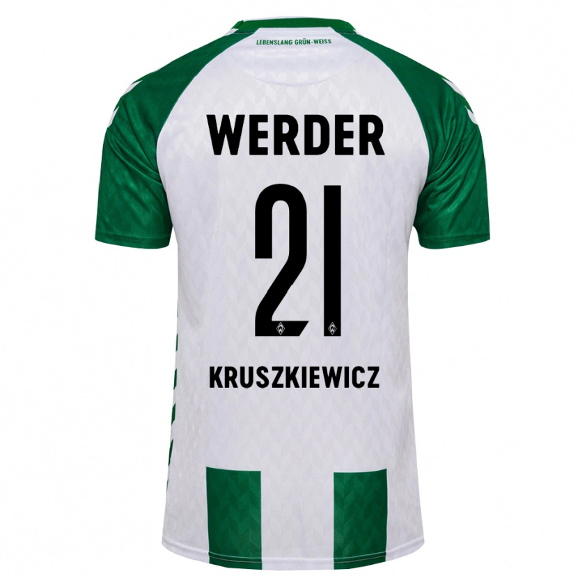 Danxen Niño Camiseta Jakub Kruszkiewicz #21 Verde Blanco 1ª Equipación 2026/27 La Camisa México
