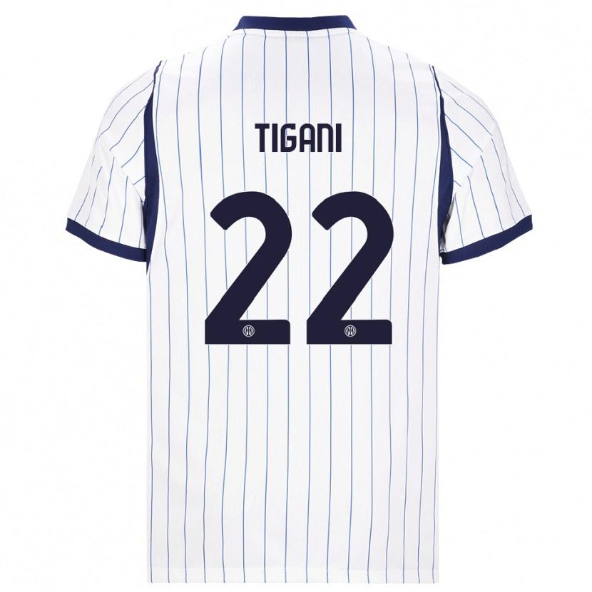Danxen Niño Camiseta Edoardo Tigani #22 Blanco Azul Marino 2ª Equipación 2026/27 La Camisa México