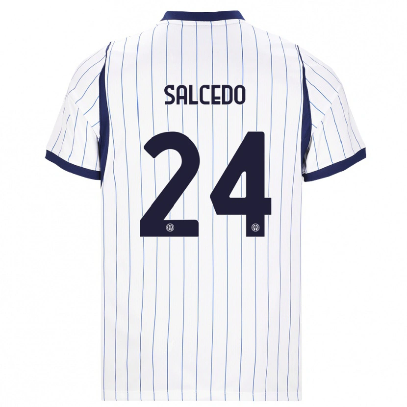 Danxen Niño Camiseta Eddie Salcedo #24 Blanco Azul Marino 2ª Equipación 2026/27 La Camisa México