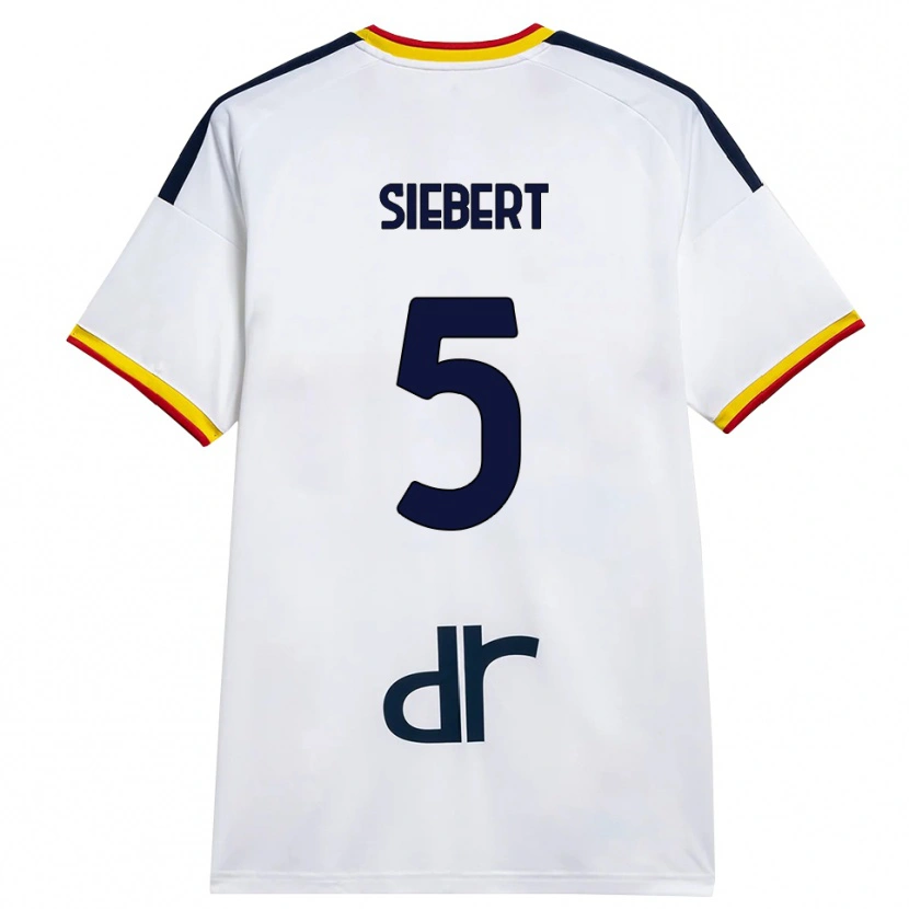 Danxen Niño Camiseta Jamil Siebert #5 Blanco Amarillo Rojo 2ª Equipación 2026/27 La Camisa México