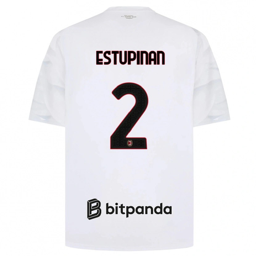 Danxen Niño Camiseta Pervis Estupiñán #2 Blanco Rojo Negro 2ª Equipación 2026/27 La Camisa México