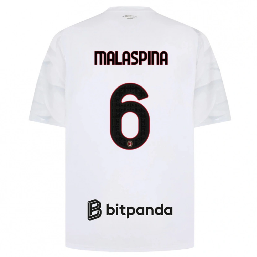 Danxen Niño Camiseta Mattia Malaspina #6 Blanco Rojo Negro 2ª Equipación 2026/27 La Camisa México