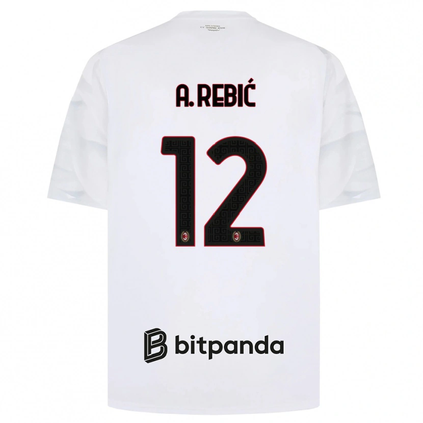 Danxen Niño Camiseta Ante Rebic #12 Blanco Rojo Negro 2ª Equipación 2026/27 La Camisa México