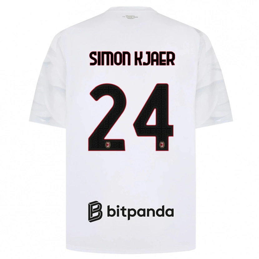 Danxen Niño Camiseta Simon Kjaer #24 Blanco Rojo Negro 2ª Equipación 2026/27 La Camisa México