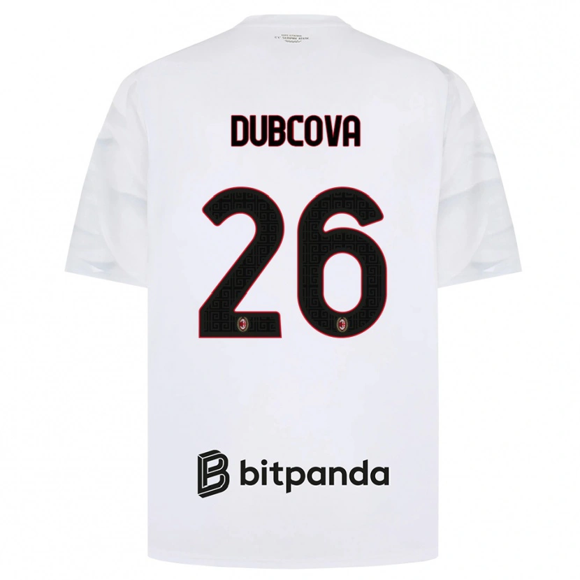 Danxen Niño Camiseta Michaela Dubcova #26 Blanco Rojo Negro 2ª Equipación 2026/27 La Camisa México