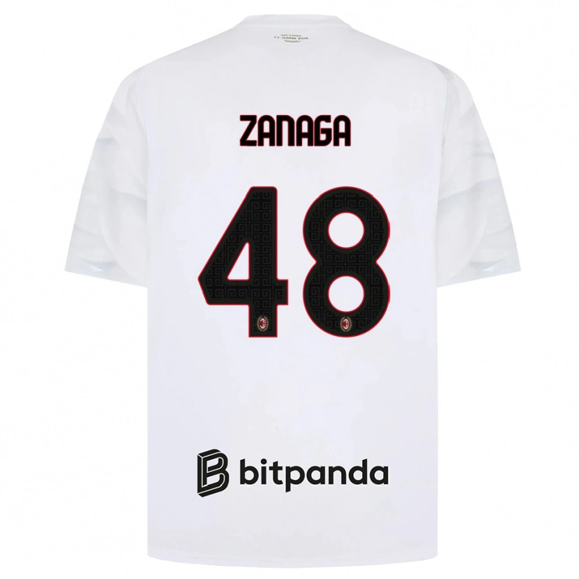 Danxen Niño Camiseta Edoardo Zanaga #48 Blanco Rojo Negro 2ª Equipación 2026/27 La Camisa México