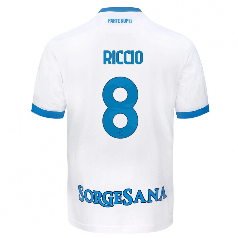 Danxen Niño Camiseta Luigi Riccio #8 Blanco Azul Cielo 2ª Equipación 2026/27 La Camisa México
