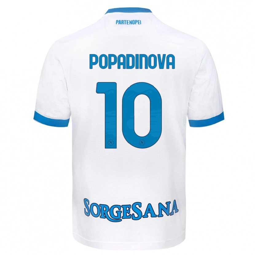 Danxen Niño Camiseta Evdokiya Popadinova #10 Blanco Azul Cielo 2ª Equipación 2026/27 La Camisa México
