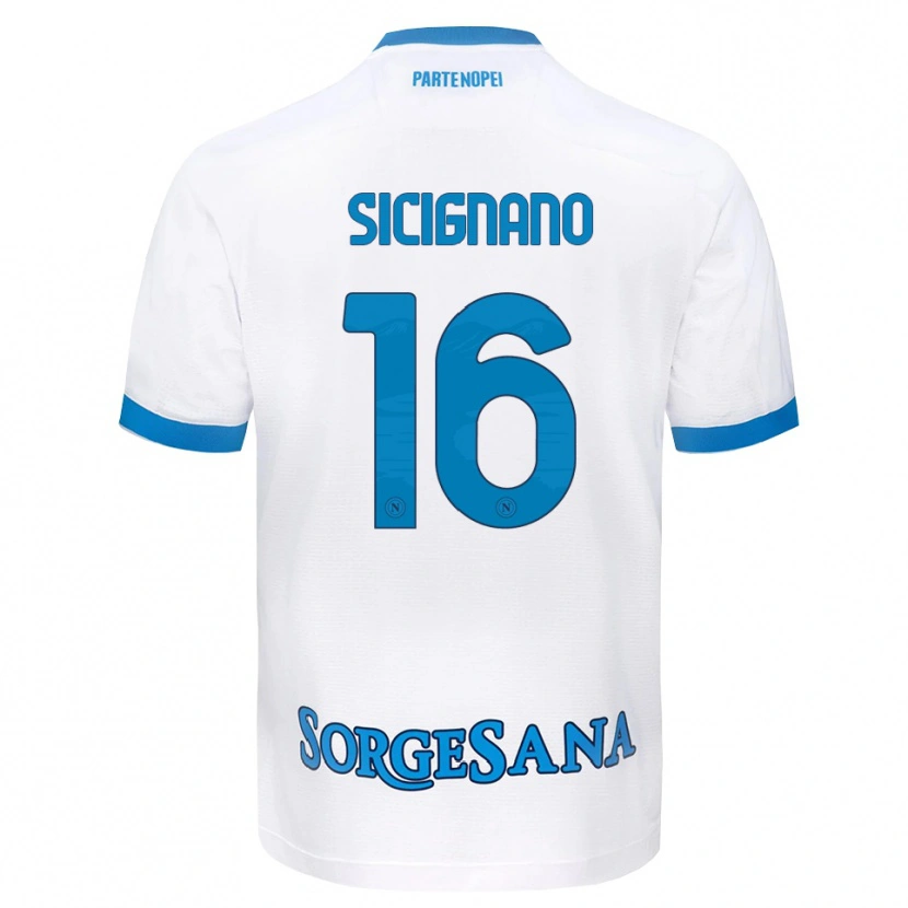 Danxen Niño Camiseta Luigi Sicignano #16 Blanco Azul Cielo 2ª Equipación 2026/27 La Camisa México