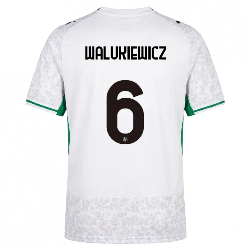 Danxen Niño Camiseta Sebastian Walukiewicz #6 Blanco Negro Verde 2ª Equipación 2026/27 La Camisa México