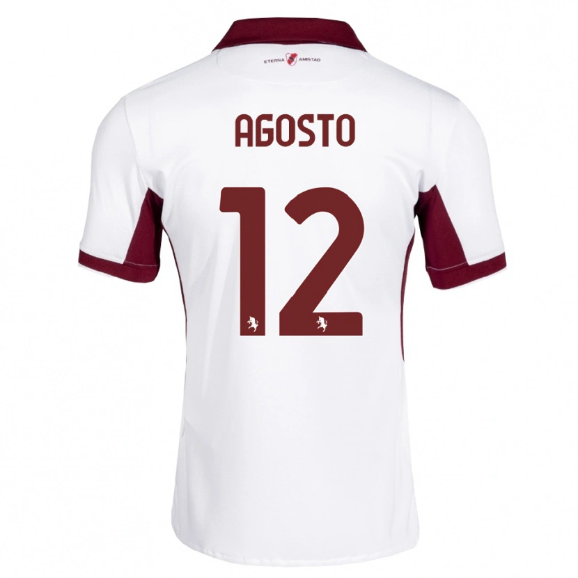 Danxen Niño Camiseta Gabriel Agosto #12 Burdeos Blanco Rojo 2ª Equipación 2026/27 La Camisa México