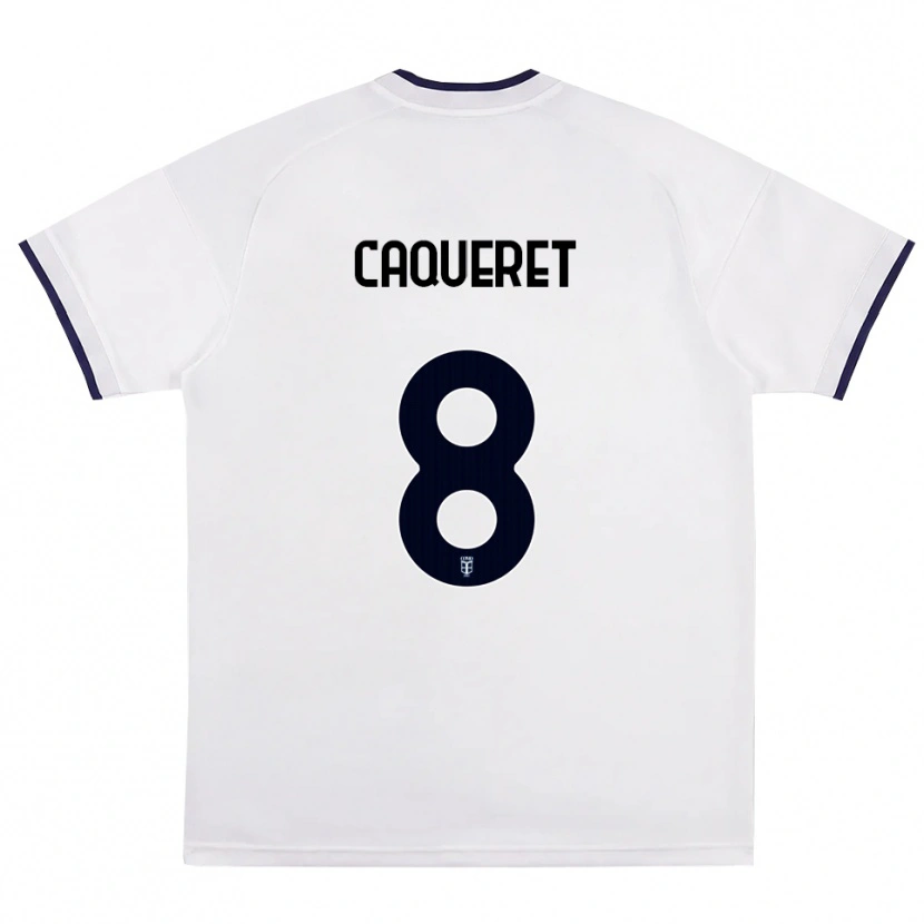 Danxen Niño Camiseta Maxence Caqueret #8 Blanco Rojo Azul Real 2ª Equipación 2026/27 La Camisa México