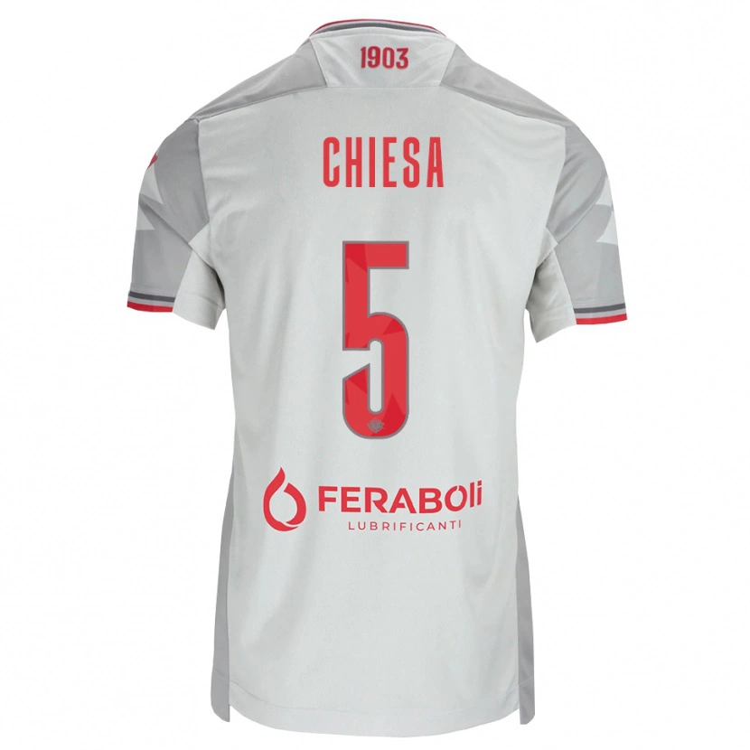 Danxen Niño Camiseta Mattia Chiesa #5 Gris Blanco Rojo 2ª Equipación 2026/27 La Camisa México