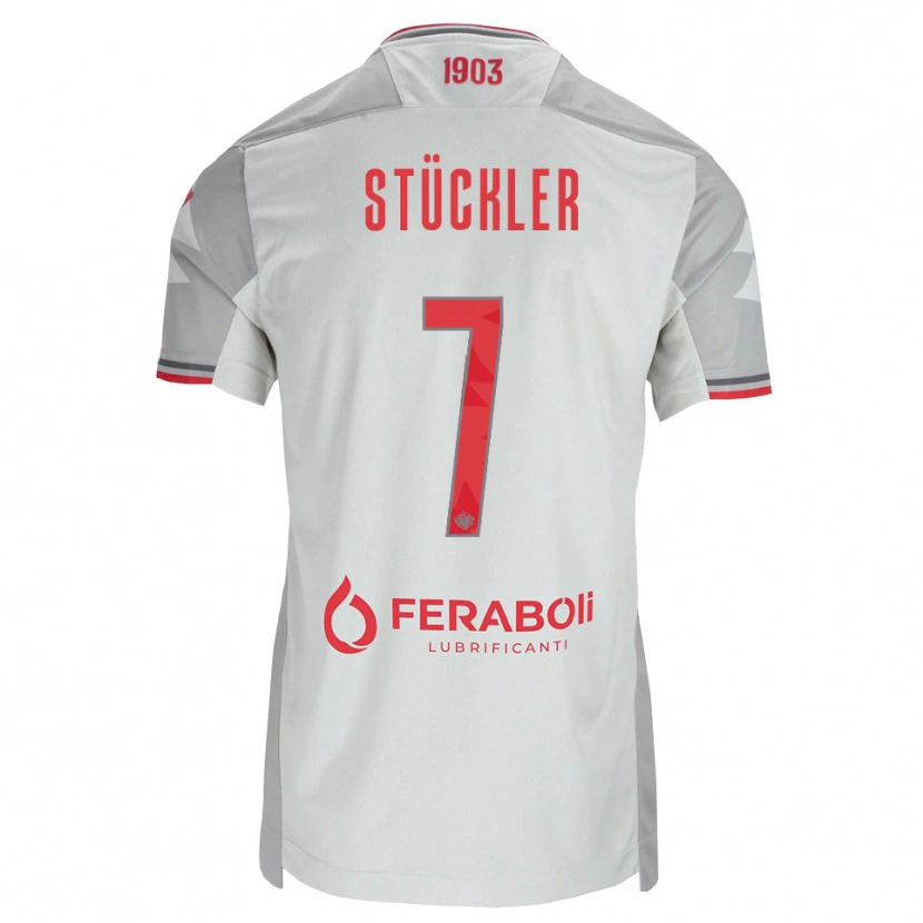 Danxen Niño Camiseta David Stückler #7 Gris Blanco Rojo 2ª Equipación 2026/27 La Camisa México