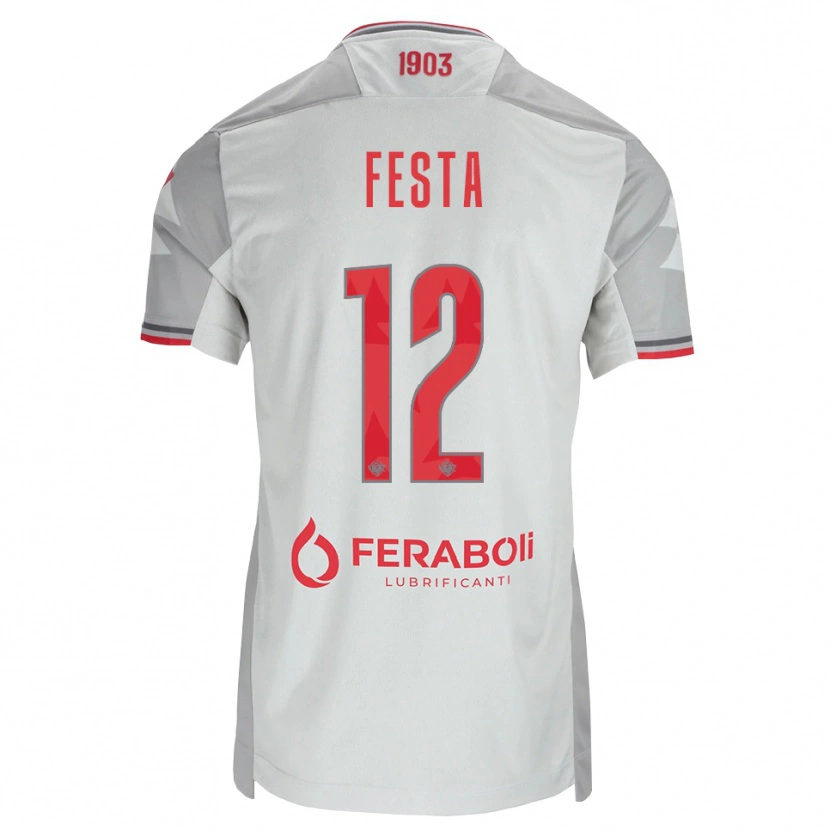 Danxen Niño Camiseta Marco Festa #12 Gris Blanco Rojo 2ª Equipación 2026/27 La Camisa México