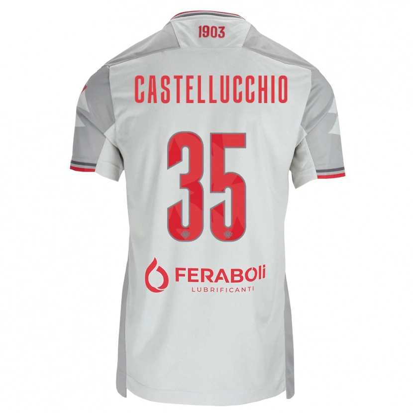 Danxen Niño Camiseta Gabriele Castellucchio #35 Gris Blanco Rojo 2ª Equipación 2026/27 La Camisa México