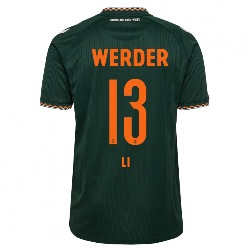 Danxen Niño Camiseta Xiancheng Li #13 Verde Oscuro Naranja Blanco 2ª Equipación 2026/27 La Camisa México