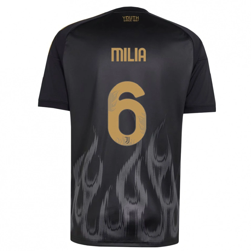Danxen Niño Camiseta Nicolò Milia #6 Negro Marrón Equipación Tercera 2026/27 La Camisa México