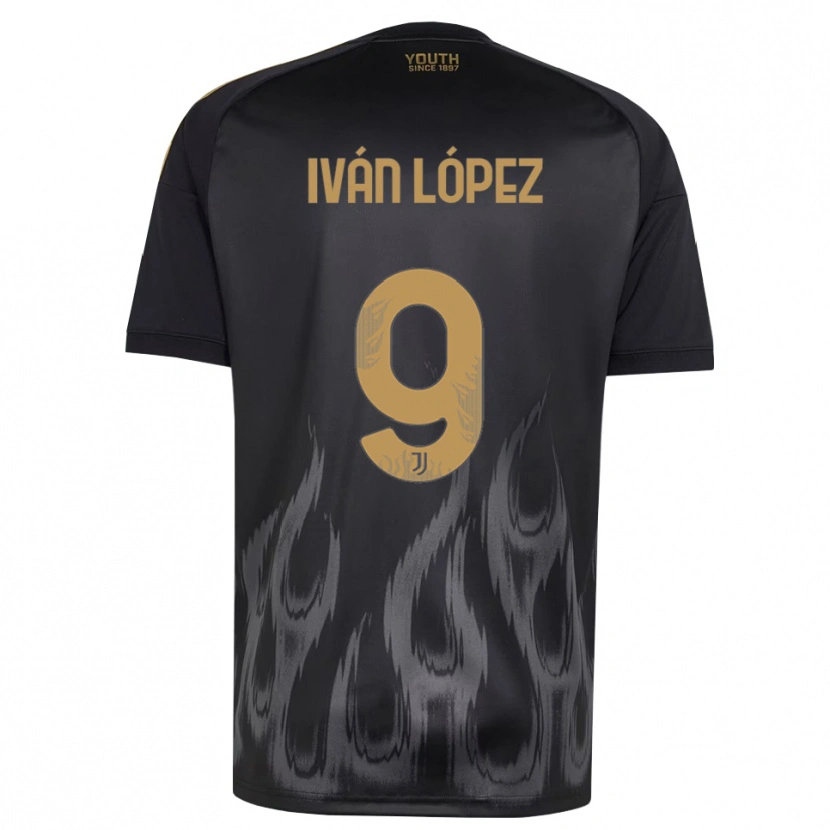 Danxen Niño Camiseta Iván López #9 Negro Marrón Equipación Tercera 2026/27 La Camisa México