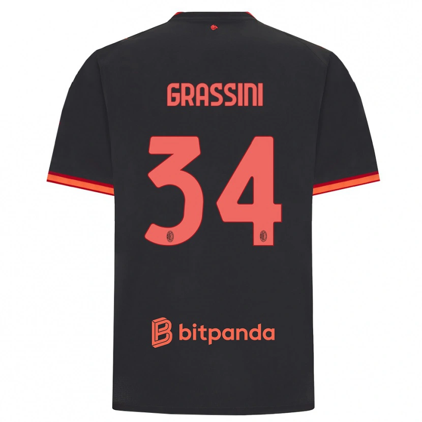 Danxen Niño Camiseta Riccardo Grassini #34 Rojo Negro Equipación Tercera 2026/27 La Camisa México