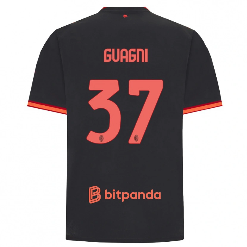 Danxen Niño Camiseta Alia Guagni #37 Rojo Negro Equipación Tercera 2026/27 La Camisa México