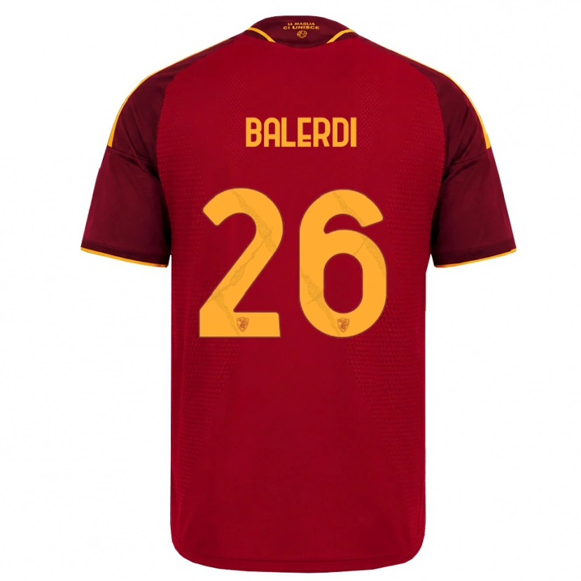 Danxen Hombre Camiseta Leonardo Balerdi #26 Rojo Dorado Amarillo 1ª Equipación 2026/27 La Camisa México