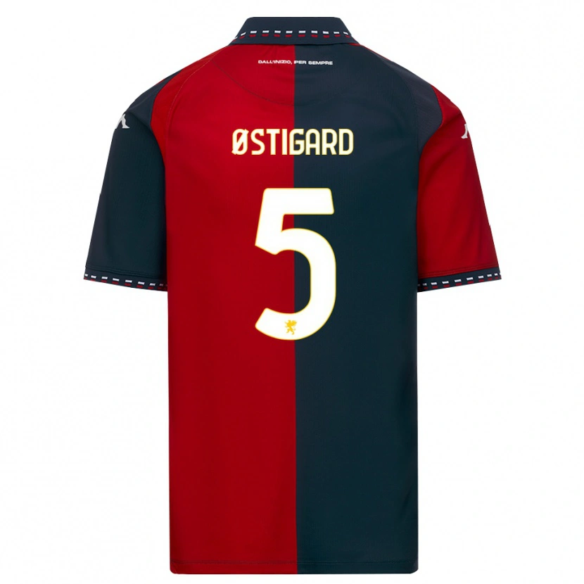 Danxen Hombre Camiseta Leo Østigård #5 Rojo Negro Blanco 1ª Equipación 2026/27 La Camisa México