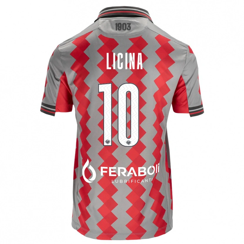 Danxen Hombre Camiseta Adin Licina #10 Gris Rojo Blanco 1ª Equipación 2026/27 La Camisa México