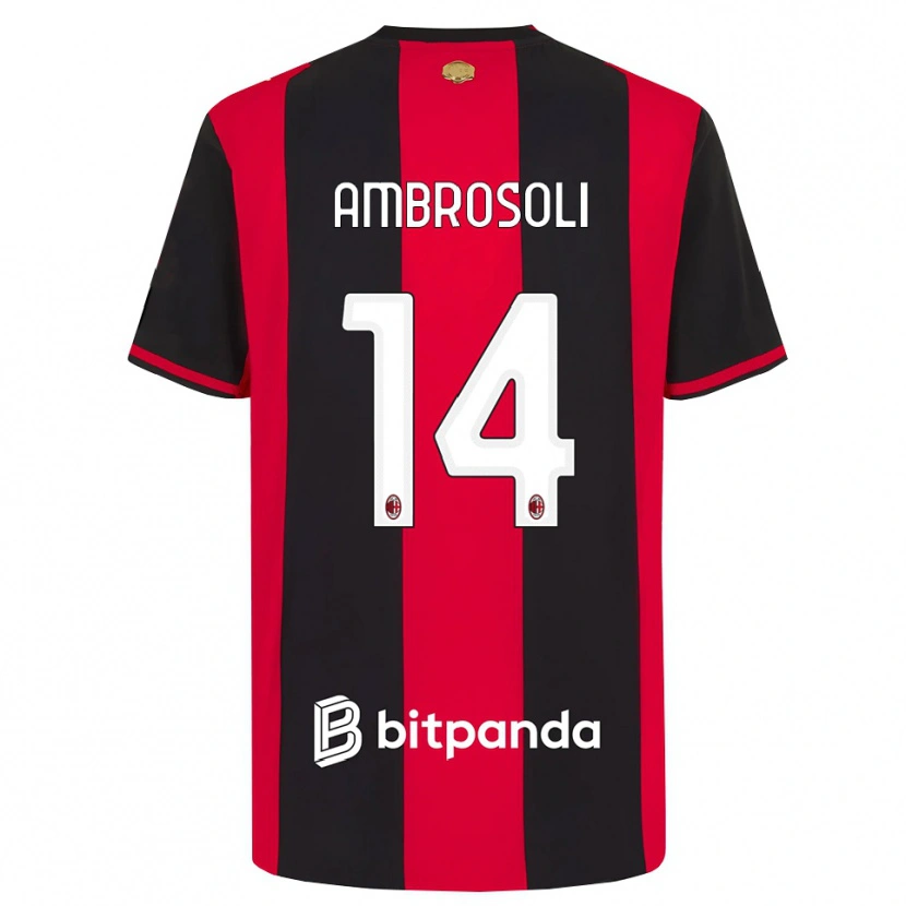Danxen Hombre Camiseta Pietro Ambrosoli #14 Rojo Negro Blanco 1ª Equipación 2026/27 La Camisa México