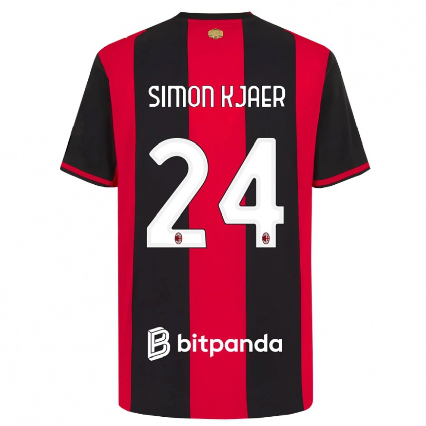 Danxen Hombre Camiseta Simon Kjaer #24 Rojo Negro Blanco 1ª Equipación 2026/27 La Camisa México