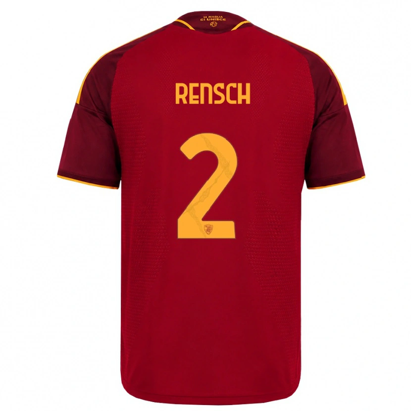Danxen Hombre Camiseta Devyne Rensch #2 Rojo Dorado Amarillo 1ª Equipación 2026/27 La Camisa México