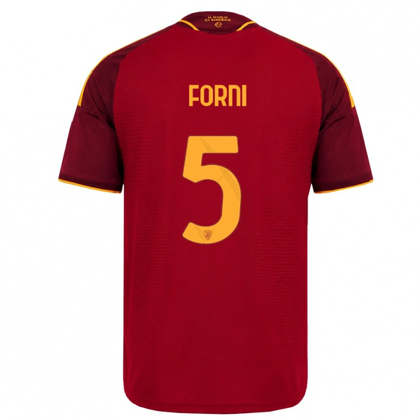 Danxen Hombre Camiseta Matteo Forni #5 Rojo Dorado Amarillo 1ª Equipación 2026/27 La Camisa México