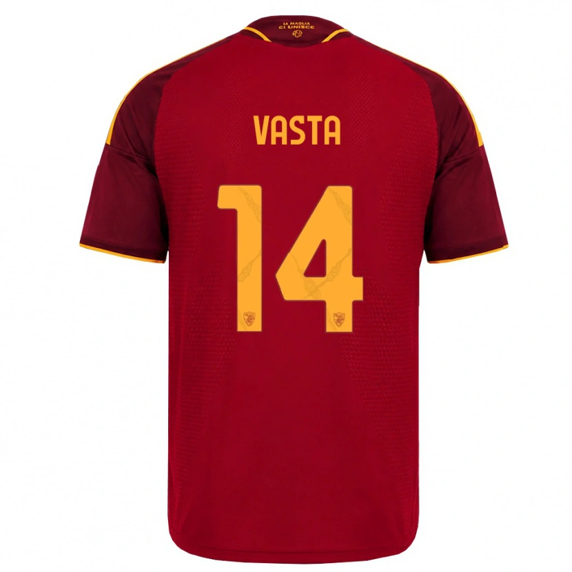 Danxen Hombre Camiseta Jacopo Vasta #14 Rojo Dorado Amarillo 1ª Equipación 2026/27 La Camisa México