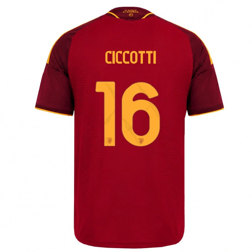 Danxen Hombre Camiseta Claudia Ciccotti #16 Rojo Dorado Amarillo 1ª Equipación 2026/27 La Camisa México