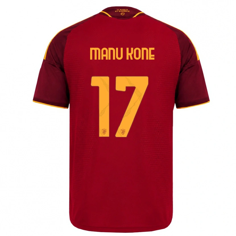 Danxen Hombre Camiseta Manu Koné #17 Rojo Dorado Amarillo 1ª Equipación 2026/27 La Camisa México