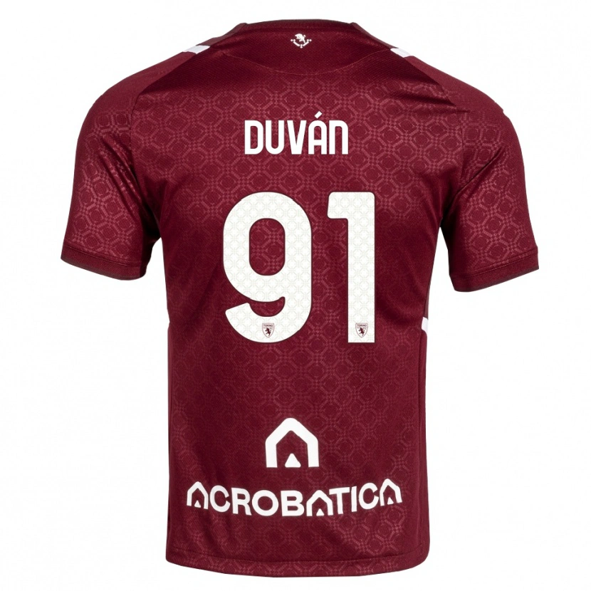 Danxen Hombre Camiseta Duván Zapata #91 Burdeos Blanco 1ª Equipación 2026/27 La Camisa México