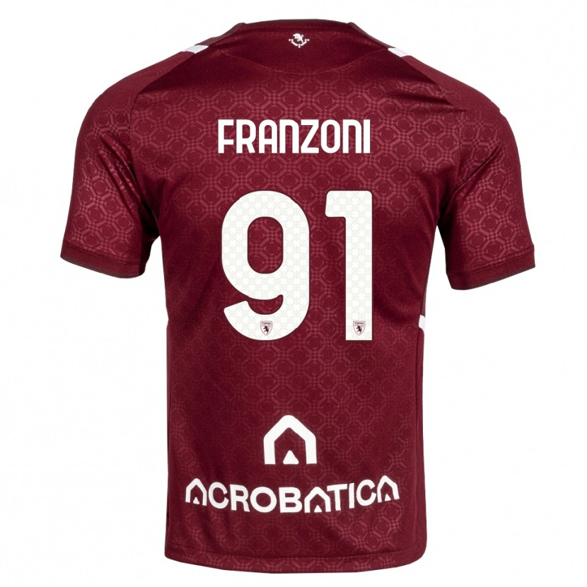 Danxen Hombre Camiseta Nicolò Franzoni #91 Burdeos Blanco 1ª Equipación 2026/27 La Camisa México