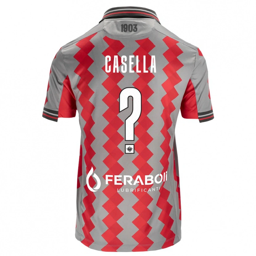 Danxen Hombre Camiseta Mattia Casella #0 Gris Rojo Blanco 1ª Equipación 2026/27 La Camisa México