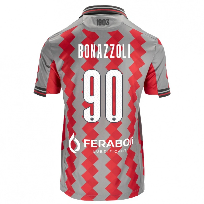 Danxen Hombre Camiseta Federico Bonazzoli #90 Gris Rojo Blanco 1ª Equipación 2026/27 La Camisa México