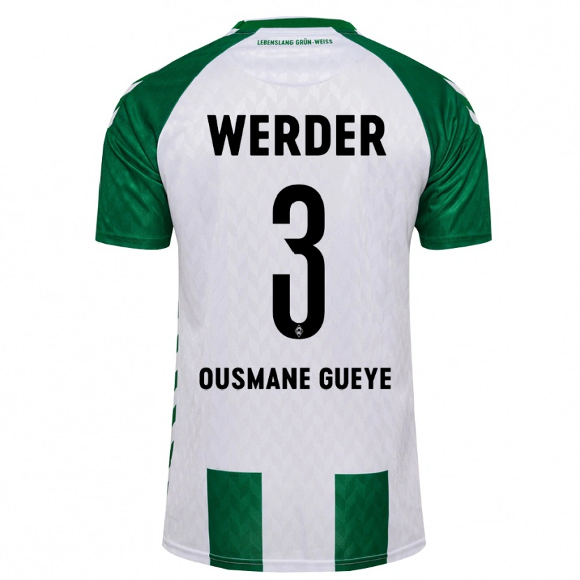 Danxen Hombre Camiseta Papa Ousmane Gueye #3 Verde Blanco 1ª Equipación 2026/27 La Camisa México