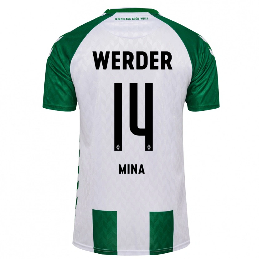 Danxen Hombre Camiseta Johan Mina #14 Verde Blanco 1ª Equipación 2026/27 La Camisa México