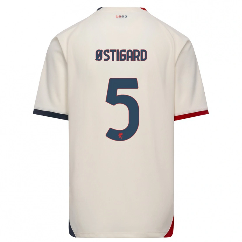 Danxen Hombre Camiseta Leo Østigård #5 Blanco Roto Rojo 2ª Equipación 2026/27 La Camisa México