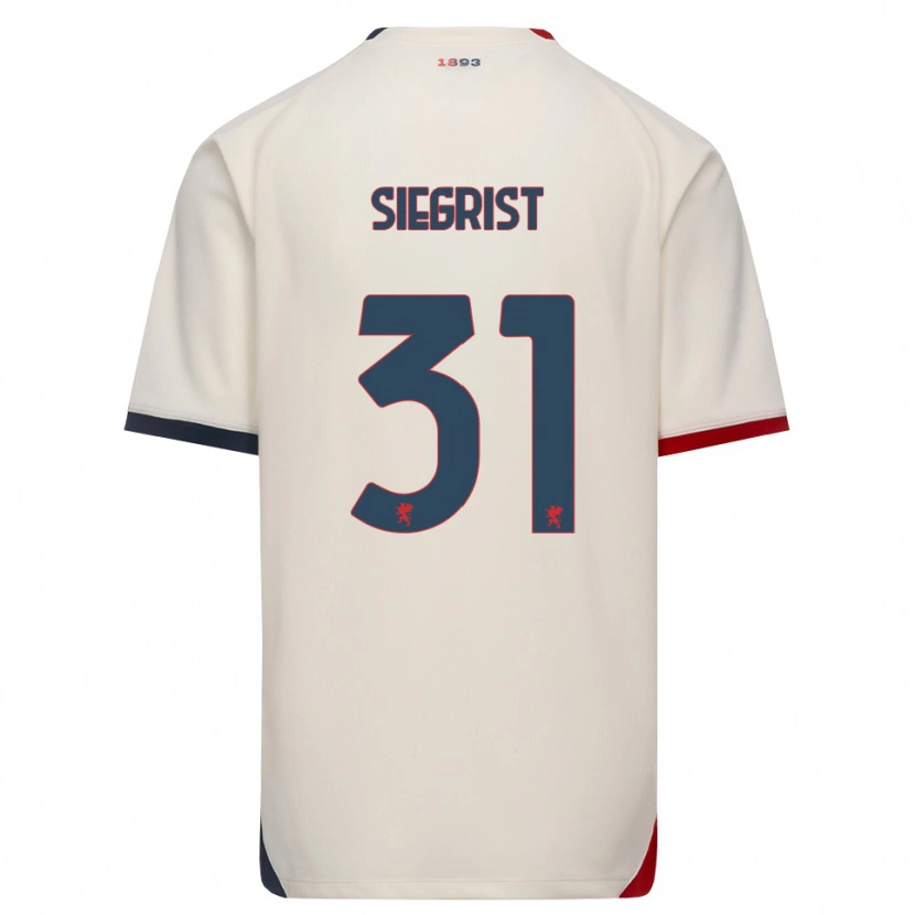 Danxen Hombre Camiseta Benjamin Siegrist #31 Blanco Roto Rojo 2ª Equipación 2026/27 La Camisa México