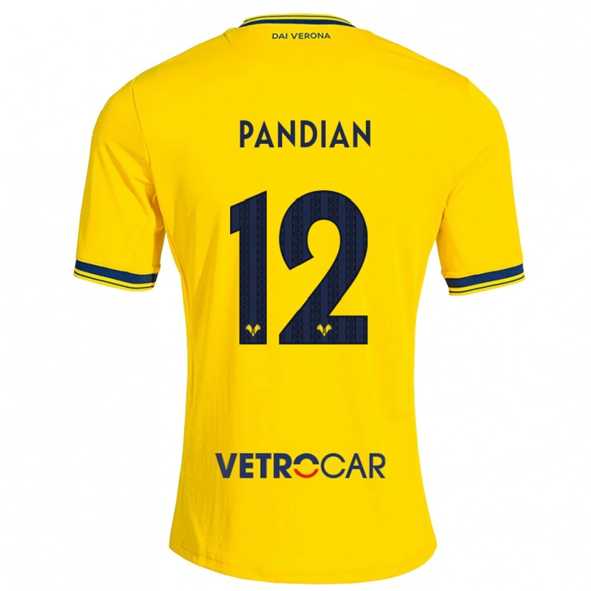 Danxen Hombre Camiseta Alessandro Pandian #12 Amarillo Rojo 2ª Equipación 2026/27 La Camisa México
