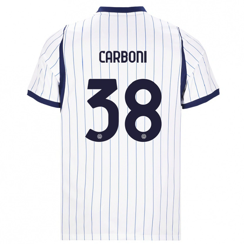 Danxen Hombre Camiseta Valentin Carboni #38 Blanco Azul Marino 2ª Equipación 2026/27 La Camisa México